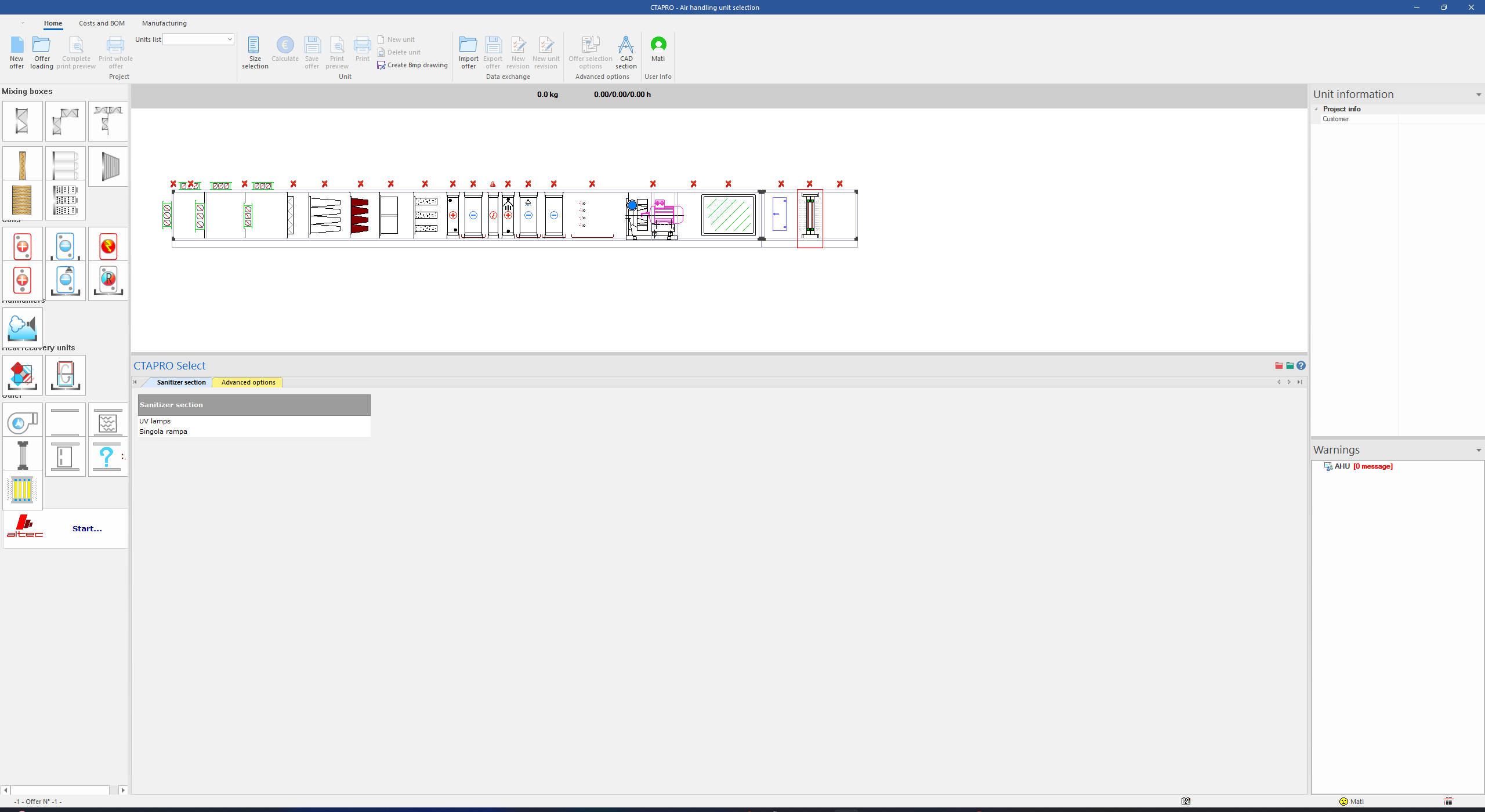 Complete AHU — full workspace with all components configured
